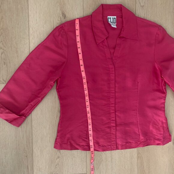 Vintage CLIO Silk Blouse Plum Berry Color Size 12 Elegant Work Shirt - Picture 6 of 15